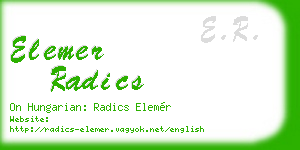 elemer radics business card