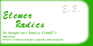 elemer radics business card
